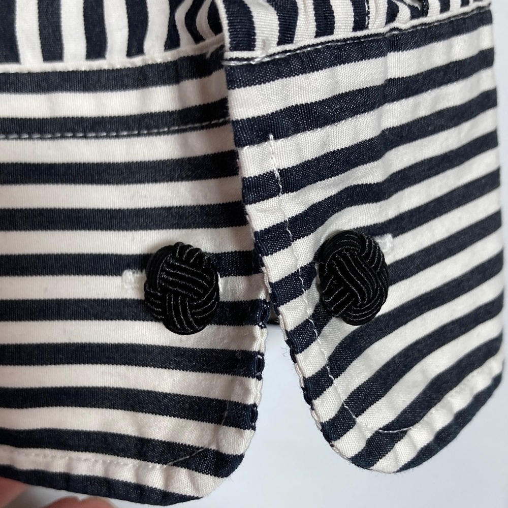 Vintage Lauren Ralph Lauren Striped "Banker" Shirt – Black & White Sz 1x - Picture 12 of 15